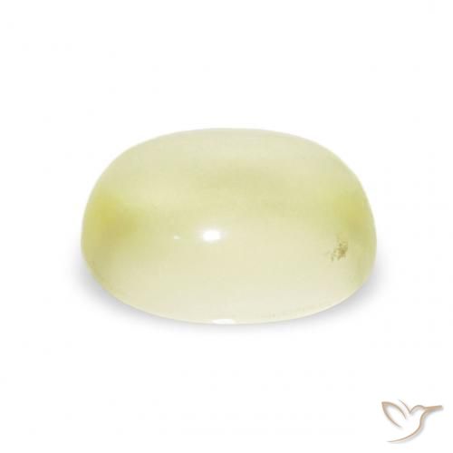 5.31캐럿 천연 옅은 크림 옐로우 석영, 타원형, 투명한