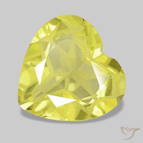 3.78캐럿 천연 강렬한 노란색 쿼츠, 하트 모양, 11.3×11.7 mm, VS