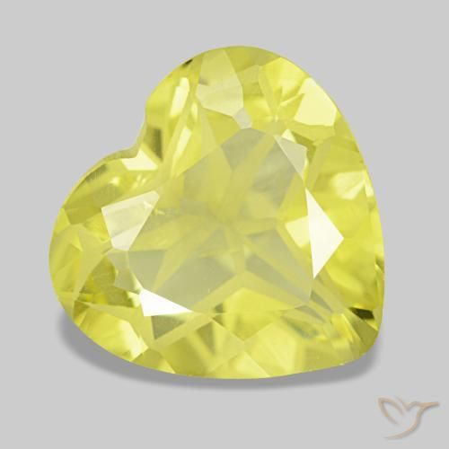3.78캐럿 천연 강렬한 노란색 쿼츠, 하트 모양, 11.3×11.7 mm, VS