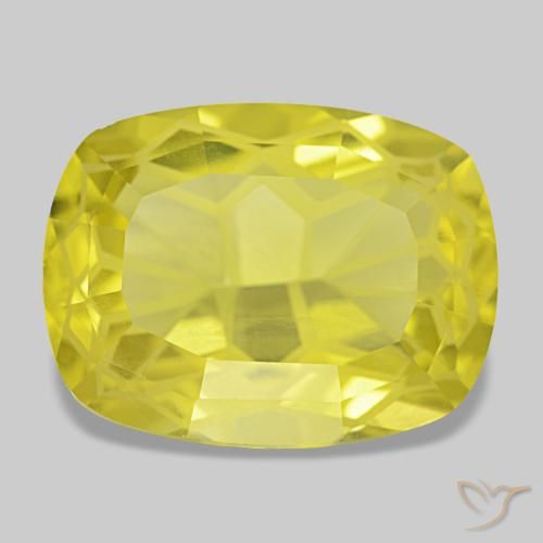 11.85캐럿 천연 Medium Light-Yellow 쿼츠, 쿠션 컷, 17.6×13.4 mm, VS
