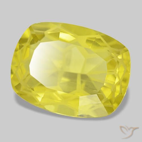 11.85캐럿 천연 Medium Light-Yellow 쿼츠, 쿠션 컷, 17.6×13.4 mm, VS