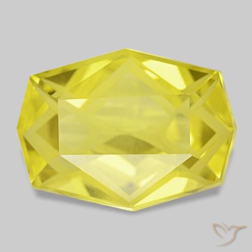 12.75캐럿 천연 비비드 옐로우 쿼츠, 멋진 모양, 18.2×13.5 mm, VVS