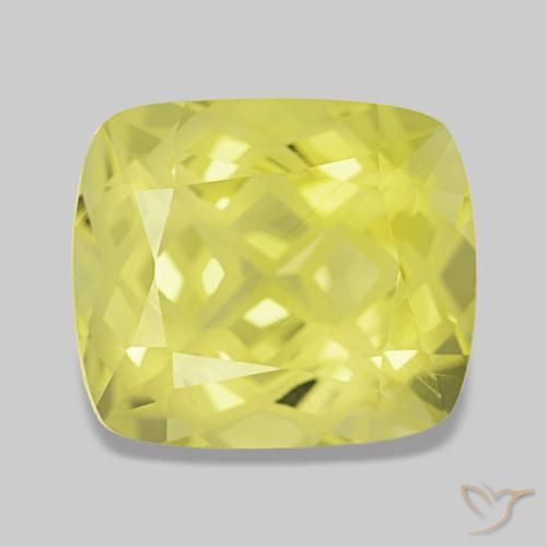 4.81캐럿 천연 라이트 옐로우 쿼츠, 쿠션 컷, 11.2×9.8 mm, VVS
