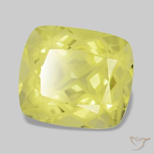 4.81캐럿 천연 라이트 옐로우 쿼츠, 쿠션 컷, 11.2×9.8 mm, VVS