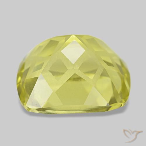 4.81캐럿 천연 라이트 옐로우 쿼츠, 쿠션 컷, 11.2×9.8 mm, VVS