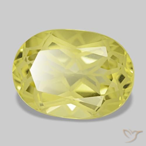 5.32캐럿 천연 라이트 파인애플 옐로우 쿼츠, 쿠션 컷, 13.4×9.7 mm, VVS