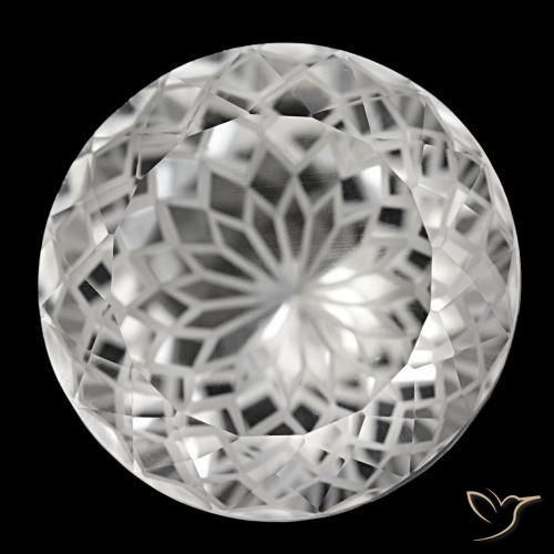 38.74캐럿 천연 클리어 화이트 쿼츠, 라운드 컷, 21.90 mm, VVS