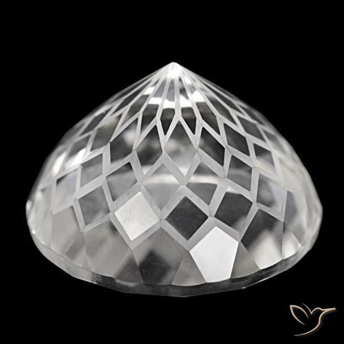 38.74캐럿 천연 클리어 화이트 쿼츠, 라운드 컷, 21.90 mm, VVS