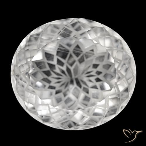 58.94캐럿 천연 클리어 화이트 쿼츠, 타원형 컷, 26.8×24.2 mm, VS