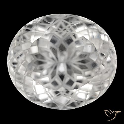 76.48캐럿 천연 클리어 화이트 쿼츠, 타원형 컷, 28.1×24.7 mm, VS