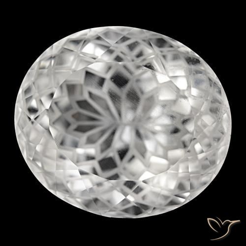 76.48캐럿 천연 클리어 화이트 쿼츠, 타원형 컷, 28.1×24.7 mm, VS