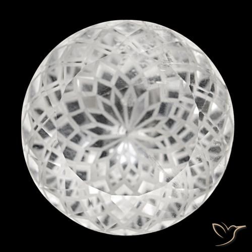 77.33캐럿 천연 클리어 화이트 쿼츠, 라운드 컷, 26.27 mm, VS