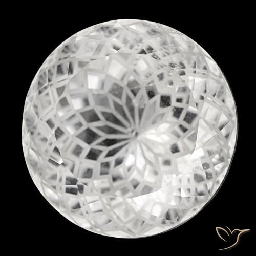 77.33캐럿 천연 클리어 화이트 쿼츠, 라운드 컷, 26.27 mm, VS