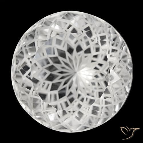 73.76캐럿 천연 클리어 화이트 쿼츠, 라운드 컷, 25.70 mm, VS