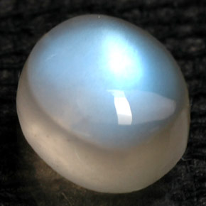 1.09캐럿 천연 화이트 레인보우 문스톤, 투명한, 6×5.1 mm, 투명/반투명
