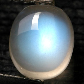 1.09캐럿 천연 화이트 레인보우 문스톤, 투명한, 6×5.1 mm, 투명/반투명