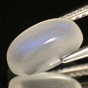 1.80캐럿 천연 화이트 레인보우 문스톤, 투명한, 9.8×5.4 mm, 투명/반투명