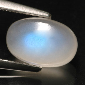 2.15캐럿 천연 화이트 레인보우 문스톤, 투명한, 8.9×6 mm, 투명/반투명