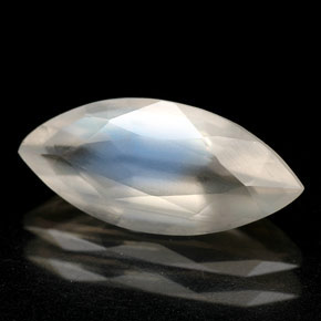 1.58캐럿 천연 블루 화이트 레인보우 문스톤, 투명한, 13.1×6 mm, 투명/반투명
