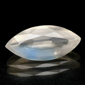 1.58캐럿 천연 블루 화이트 레인보우 문스톤, 투명한, 13.1×6 mm, 투명/반투명