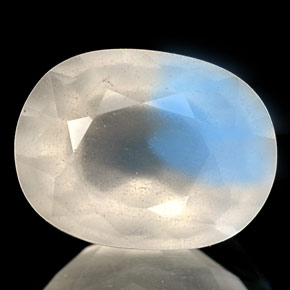 1.69캐럿 천연 화이트 블루 레인보우 문스톤, 투명한, 8.8×6.6 mm, 투명/반투명