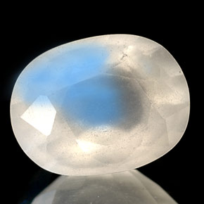 1.69캐럿 천연 화이트 블루 레인보우 문스톤, 투명한, 8.8×6.6 mm, 투명/반투명