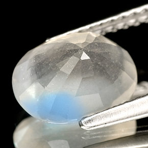 1.69캐럿 천연 화이트 블루 레인보우 문스톤, 투명한, 8.8×6.6 mm, 투명/반투명
