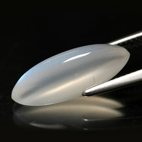 5.06캐럿 천연 화이트 레인보우 문스톤, 투명한, 18.9×6.5 mm, 투명/반투명
