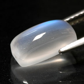 2.12캐럿 천연 블루 화이트 레인보우 문스톤, 투명한, 9.9×4.8 mm, 투명/반투명