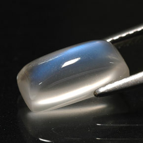 2.51캐럿 천연 블루 화이트 레인보우 문스톤, 투명한, 10.8×5.2 mm, 투명/반투명