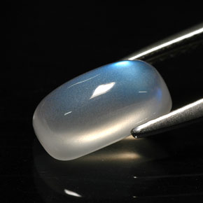 2.11캐럿 천연 블루 화이트 레인보우 문스톤, 투명한, 10×5.3 mm, 투명/반투명