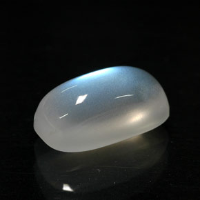 2.11캐럿 천연 블루 화이트 레인보우 문스톤, 투명한, 10×5.3 mm, 투명/반투명