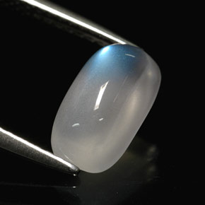 2.11캐럿 천연 블루 화이트 레인보우 문스톤, 투명한, 10×5.3 mm, 투명/반투명