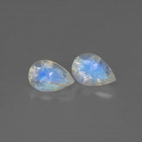 캐럿 천연 블루 화이트 레인보우 문스톤 보석, 투명한, 6.3×4.4 mm, 투명/반투명