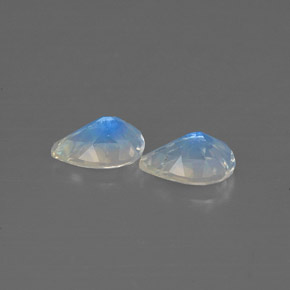 캐럿 천연 블루 화이트 레인보우 문스톤 보석, 투명한, 6.3×4.4 mm, 투명/반투명