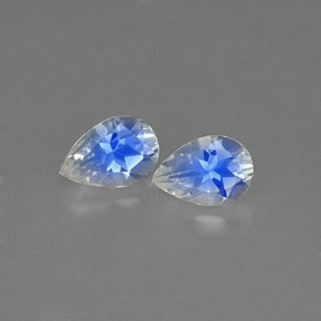 캐럿 천연 블루 화이트 레인보우 문스톤 보석, 투명한, 6.2×4.3 mm, 투명/반투명
