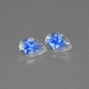 캐럿 천연 블루 화이트 레인보우 문스톤 보석, 투명한, 6.2×4.3 mm, 투명/반투명