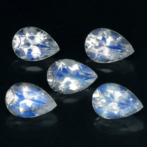 캐럿 천연 화이트 블루 레인보우 문스톤 보석, 배 모양, 6×4.2 mm, VS