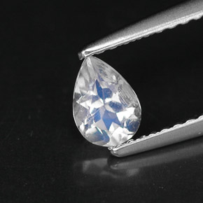 0.35캐럿 천연 화이트 블루 레인보우 문스톤, 배 모양, 5.9×4.1 mm, VS