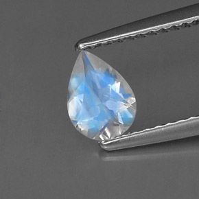 0.52캐럿 천연 블루 화이트 레인보우 문스톤, 배 모양, VVS-VS