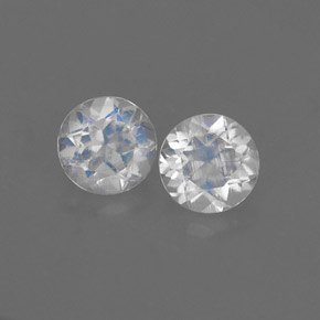 캐럿 천연 블루 화이트 레인보우 문스톤 보석, 라운드 컷, 5.21 mm, VS