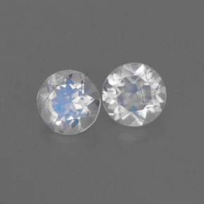 캐럿 천연 블루 화이트 레인보우 문스톤 보석, 라운드 컷, 5.21 mm, VS