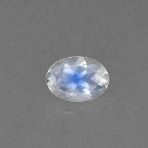 0.75캐럿 천연 블루 화이트 레인보우 문스톤, 타원형 컷, 7×5.1 mm, VS