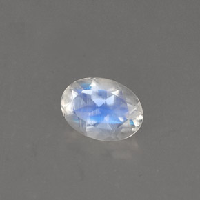 0.75캐럿 천연 블루 화이트 레인보우 문스톤, 타원형 컷, 7×5.1 mm, VS