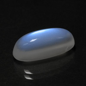 5.16캐럿 천연 블루 화이트 레인보우 문스톤, 투명한, 15.9×6.4 mm, 투명/반투명