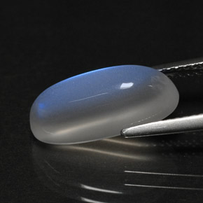 5.16캐럿 천연 블루 화이트 레인보우 문스톤, 투명한, 15.9×6.4 mm, 투명/반투명