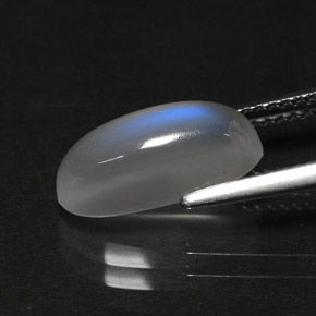 3.29캐럿 천연 블루 화이트 레인보우 문스톤, 투명한, 13.4×6.1 mm, 투명/반투명