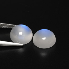 캐럿 천연 블루 화이트 레인보우 문스톤 보석, 투명한, 8.96 mm, 투명/반투명