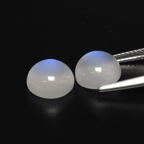 캐럿 천연 블루 화이트 레인보우 문스톤 보석, 투명한, 8.96 mm, 투명/반투명