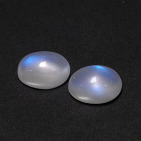 캐럿 천연 블루 화이트 레인보우 문스톤 보석, 투명한, 8.5×6.4 mm, 투명/반투명